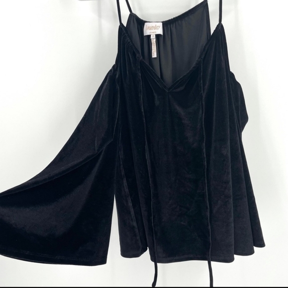 Laundry by Shelli Segal Black Velvet Velour Strappy Cold Shoulder Womens Size 6 - Picture 7 of 11